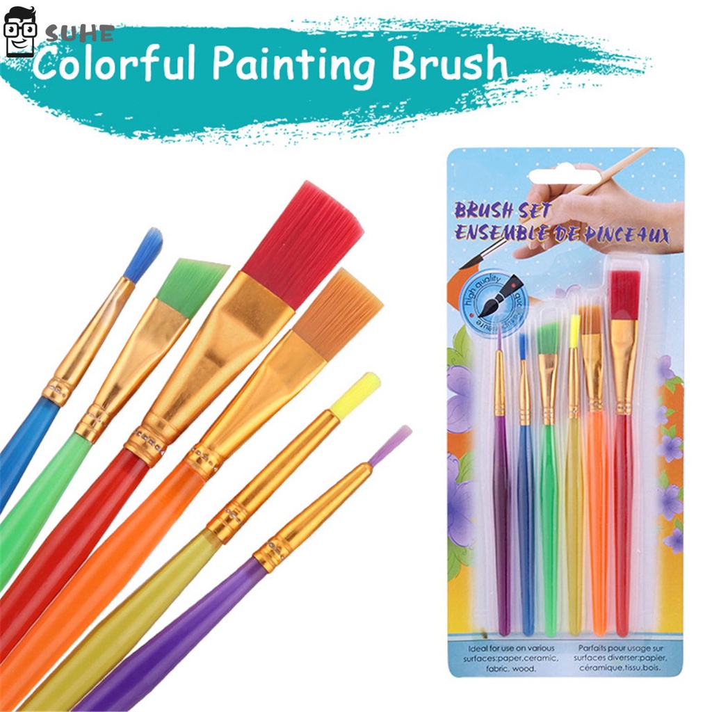 Kuas Lukis Anak Set isi 6 Paint Brush Watercolor Painting Alat Gambar