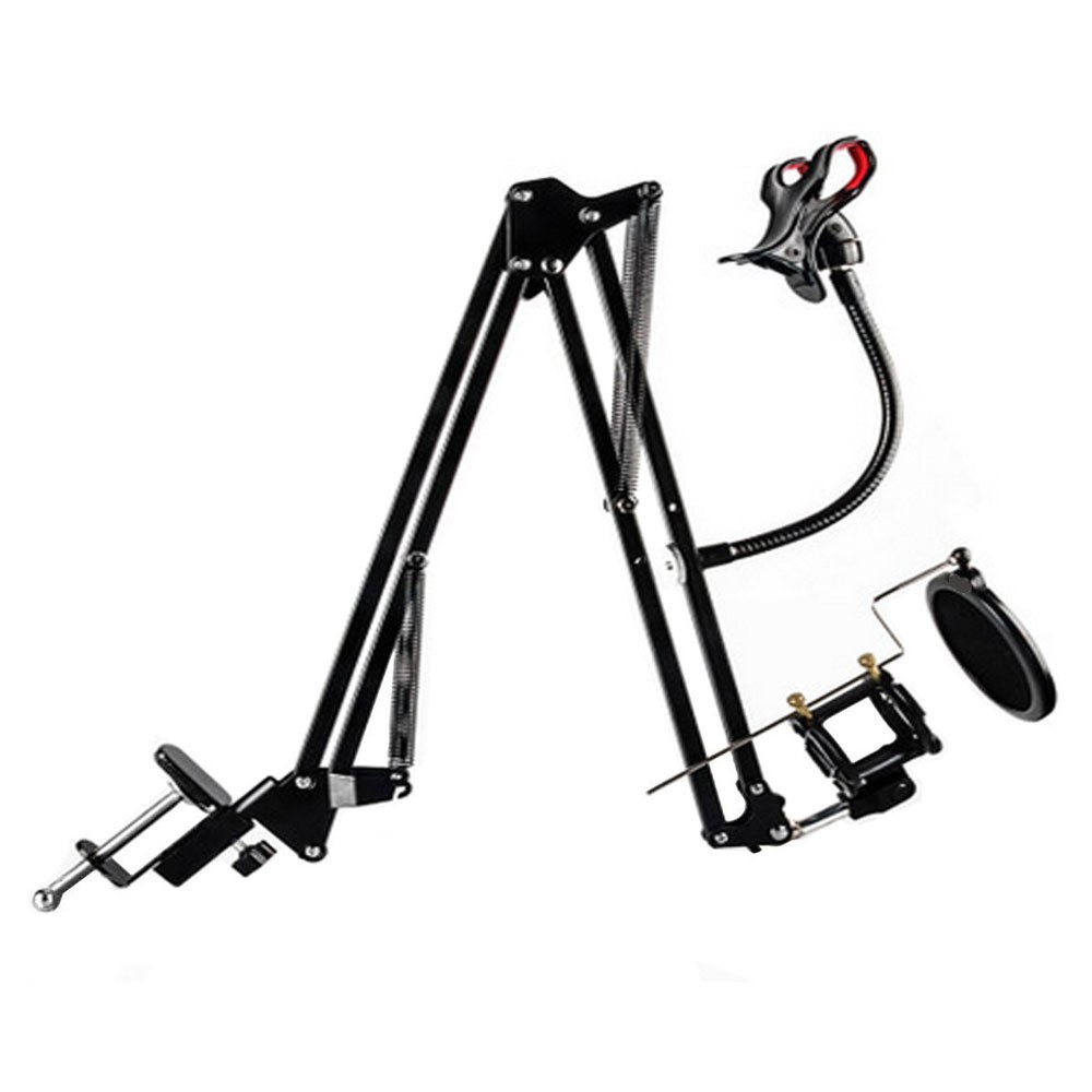 Condenser Microphone Stand Holder 360 Lazypod Clamp Professional Set - TaffSTUDIO  - Black