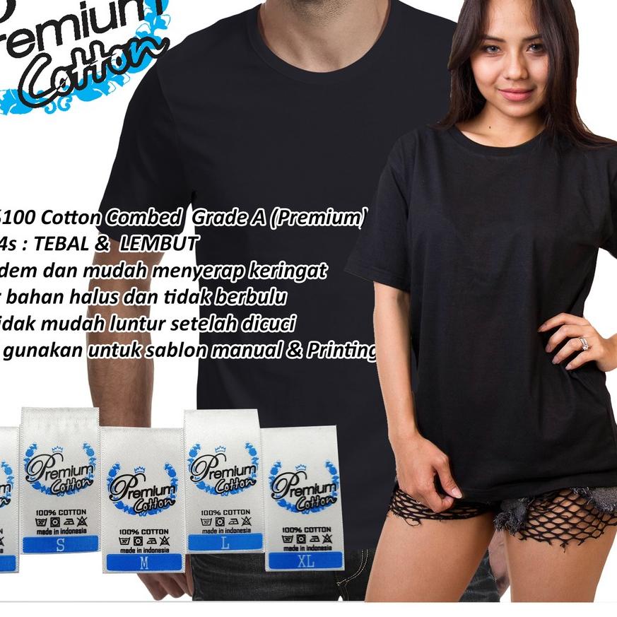 ➯ Kaos Polos Katun Premium 24s Hitam / Kaos Polos Hitam / Kaos Polos 24s ❈
