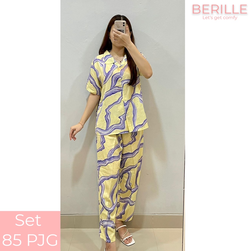 Piyama set Rayon Wanita / Setelan Piyama Wanita Motif / Piyama Rayon Viscose /  Piyama Motif Rayon Viscose Premium Termurah /Piyama Wanita Dewasa / Pajamas / Baju Tidur Wanita / Piyama setelan rayon viscose  (COD)-Set 85 PJG