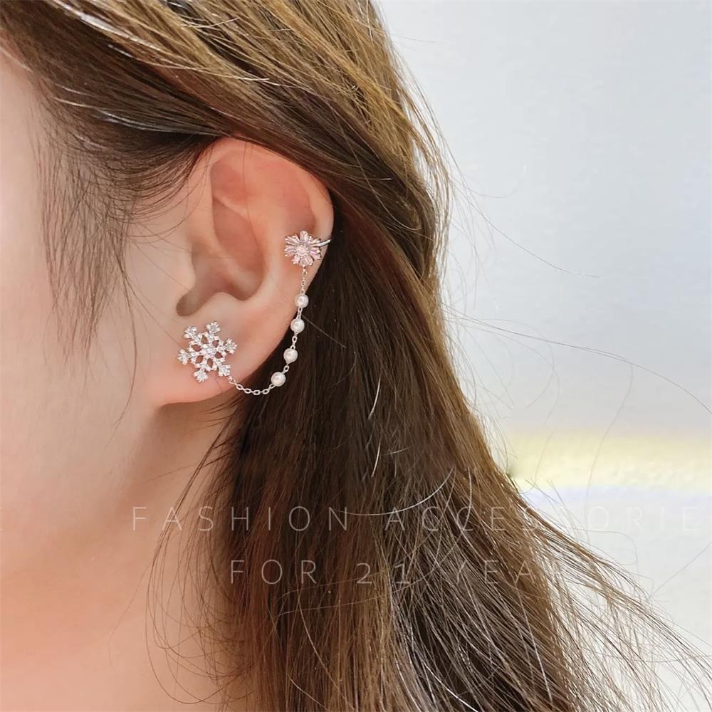 R-flower Snowflake Ear Wrap Baru Wanita Pria Tanpa Tindik Anting Tragus