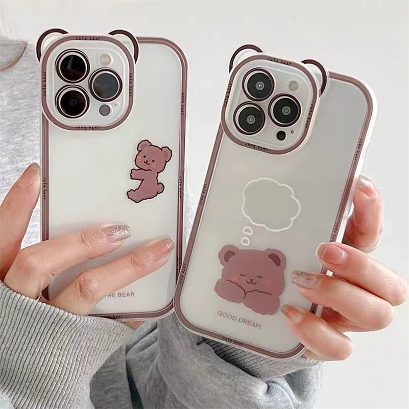 Soft Case Silikon Motif Beruang Untuk iPhone 13 12 11 Pro Max X Xr Xs Max SE 2020 8 7 6 6s Plus