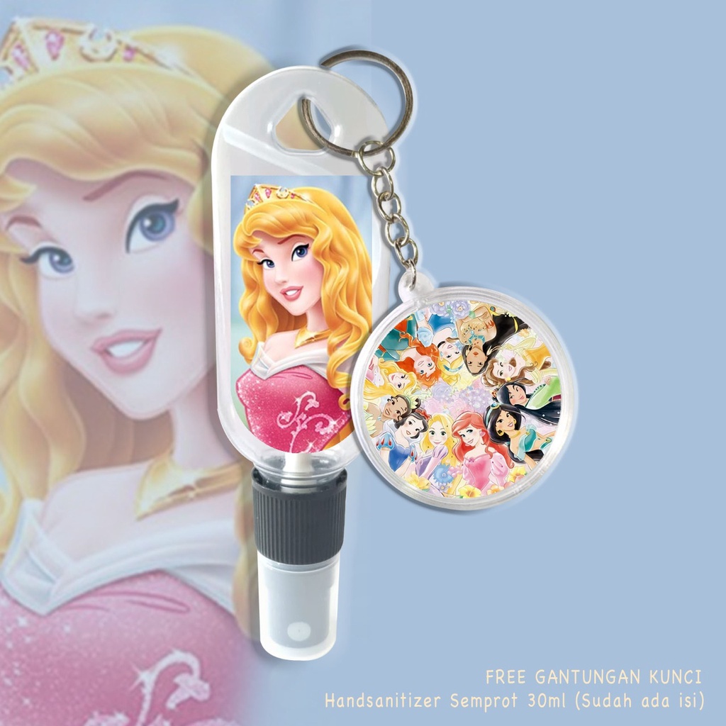(FREE GANTUNGAN KUNCI) HAND SANITIZER / SPRAY 30 ML PRAKTIS / CARTOON CUTE ALL PRINCESS