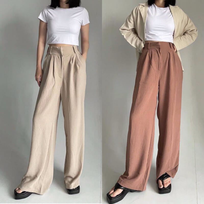 CRINKLE LOOSE PANTS / KULOT HW / CRINKLE/6787