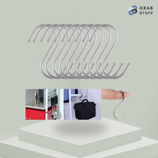 [10PCS] Hanger Gantungan Serbaguna Stainless Steel / Gantungan Serbaguna Dan Multifungsi Besi / Hanger Gantungan Baju Besi Hanger Dapur Serbaguna / Cantolan Serbaguna Peralatan Dapur / Gantungan Peralatan Dapur Kamar Organizer Rumah Multifungsi Murah