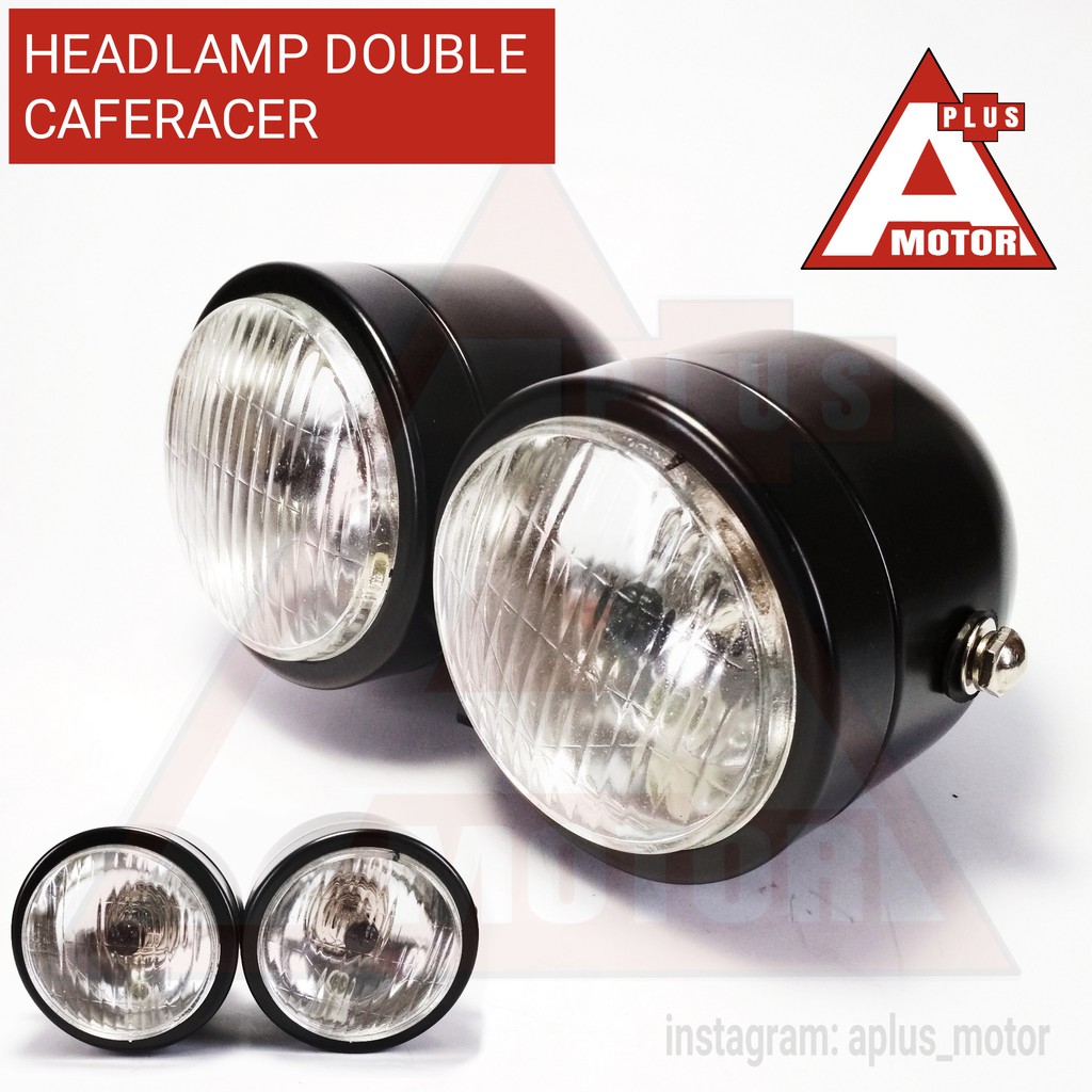 Hedlamp Caferacer Twin Lampu Double Reflektor Motor Custom Classic