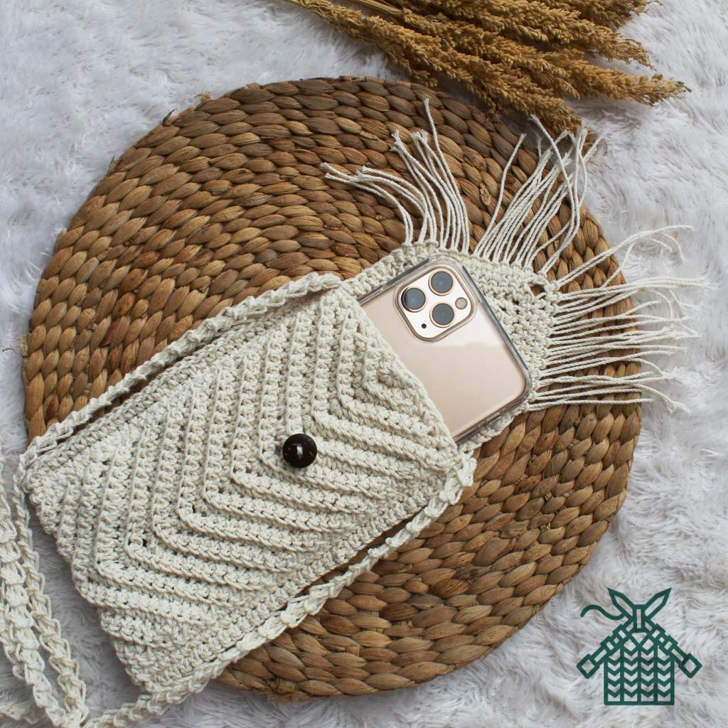 tas selempang rajut unik / tas handmade 3D UNIK / phonebag tas rajut rawis