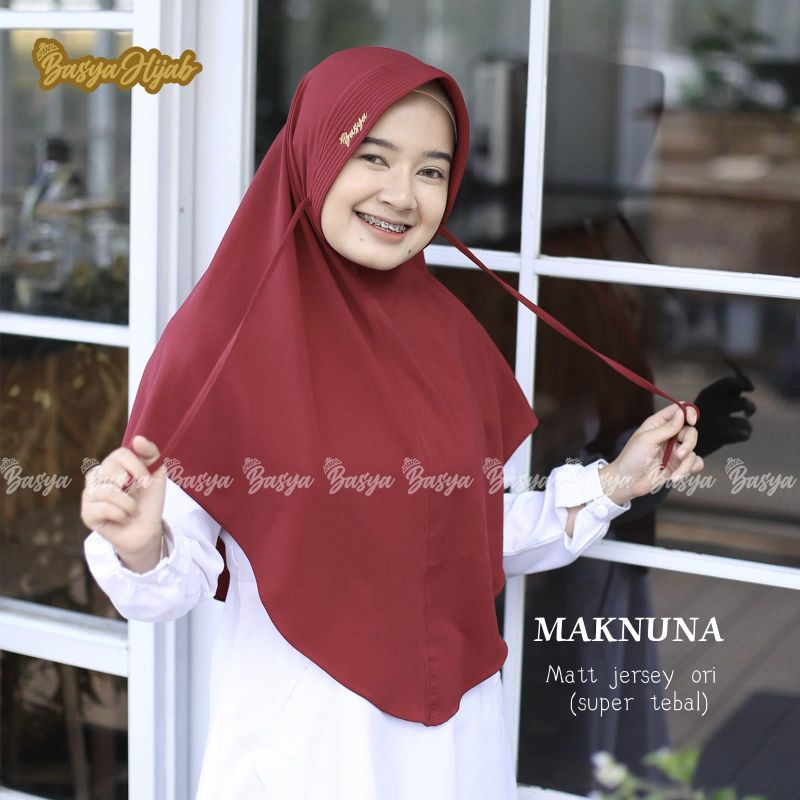 (Basya Hijab) AZALEA TALI •hijab instan jersey super tebal•kerudung instan tali polos