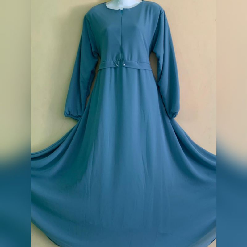 Gamis Malaysia Busui friendly Payung Model Kancing Ceruty Premium