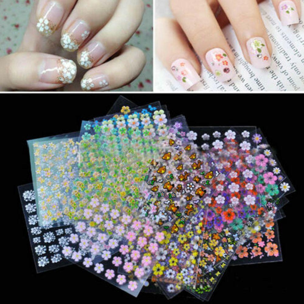 AUGUSTINA Agustina Nail Art Sticker Decals Dekorasi Desain Bunga 3D Isi 50lembar Tips Manikur Bunga