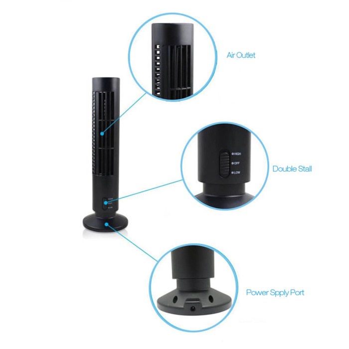 Kipas Angin USB Tower Leafless Ultra Quite Tanpa Baling Baling