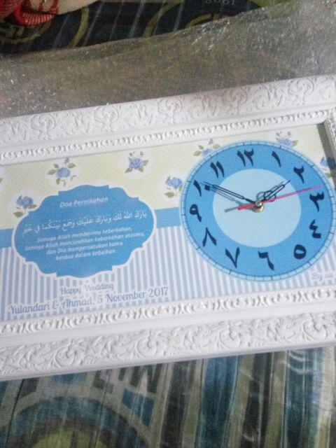 Hiasan Jam Dinding Kaligrafi Doa Pernikahan Custom Warna Ungu Uk 20x40