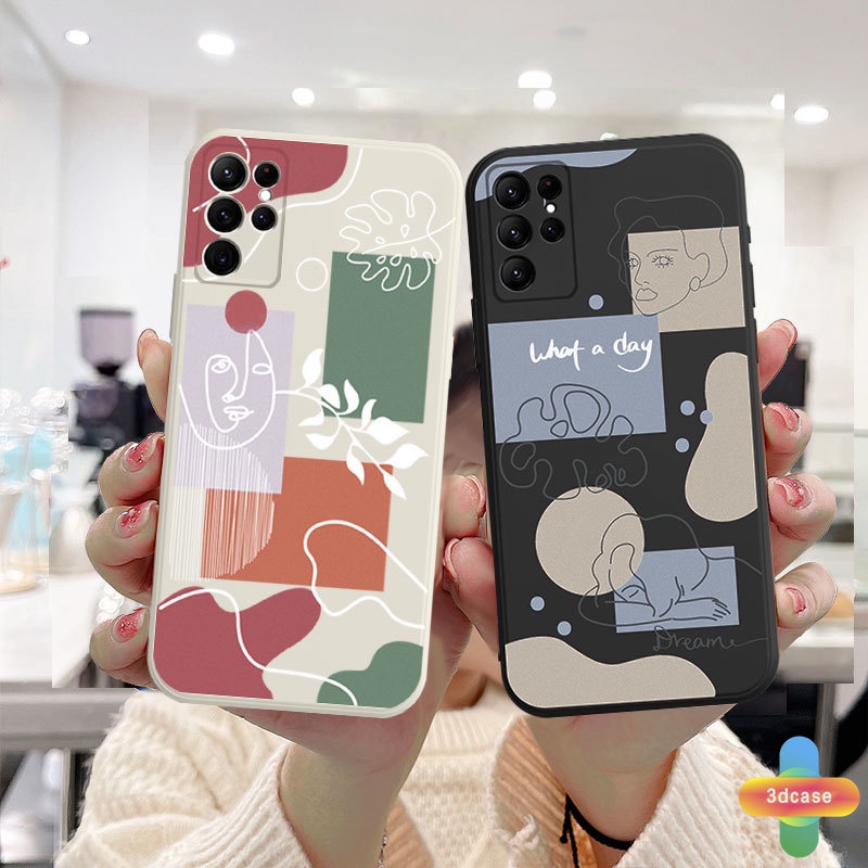 Casing Soft Case OPPO A15 A54 A5S A3S A16 A95 A7 A5 A9 A31 A53 2020 A12 A1K A55 A36 A76 A96 Reno 5 4 5F 4F 6 7 A57 A74 A15S A52 A11K A92 A35 A11 A93 A32 A72 A94 A53S F17 PRO A16S A12S A12E A33 Y20 Y12 5 5i C3 C25 C12 Ins Art Line Face  Shockproof Cover