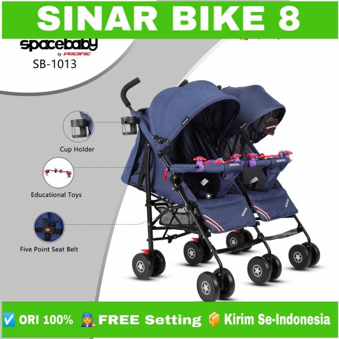 Kereta Dorong Bayi Baby Stoller SPACEBABY SB 1013 Kembar-Twins By Pacific