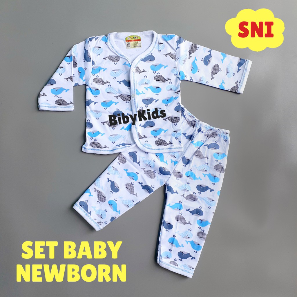 SNI Setelan Panjang Bayi Baru Lahir Baju Stelan Baby Newborn Laki Perempuan Murah Pakaian Lucu