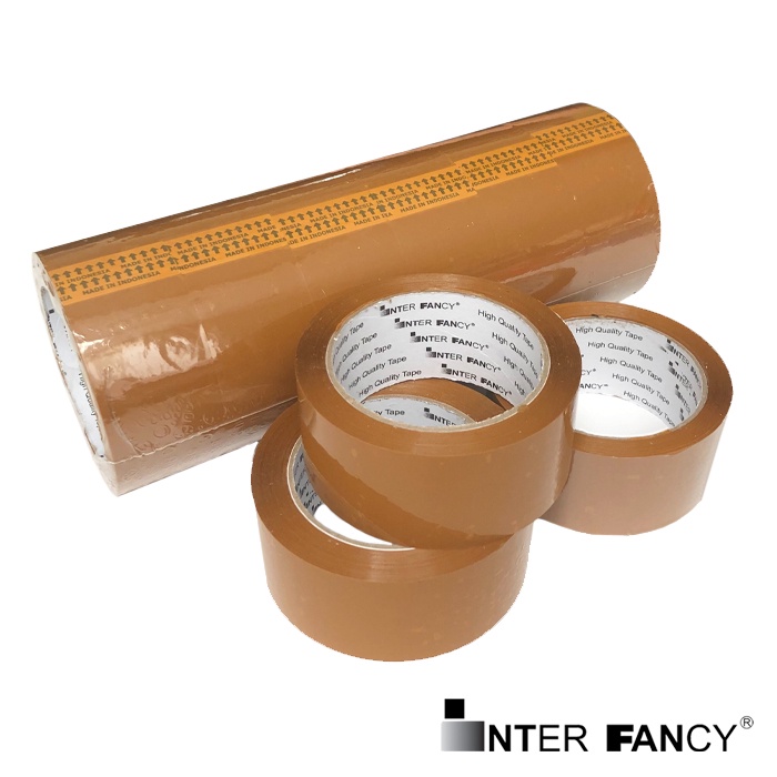 

OPP Lakban / Selotip / Solasi Coklat Interfancy 45 mm x 70/80/90 Yard
