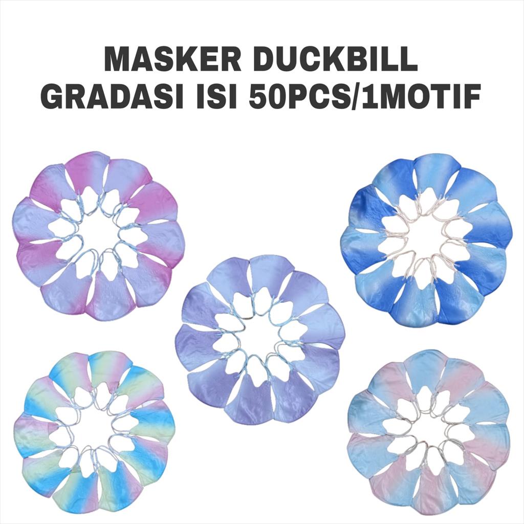 MASKER DUCKBILL CAREION   GRADASI WARNA 3D  ISI 50PC