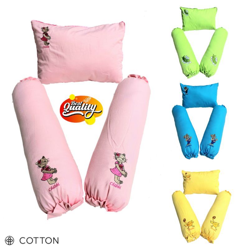 set bantal guling bayi bordir / bantal guling polos