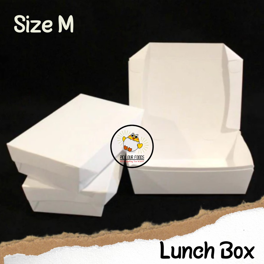 Paper Lunch Box M / Paper Lunch Box Putih Ukuran M (50PCS)