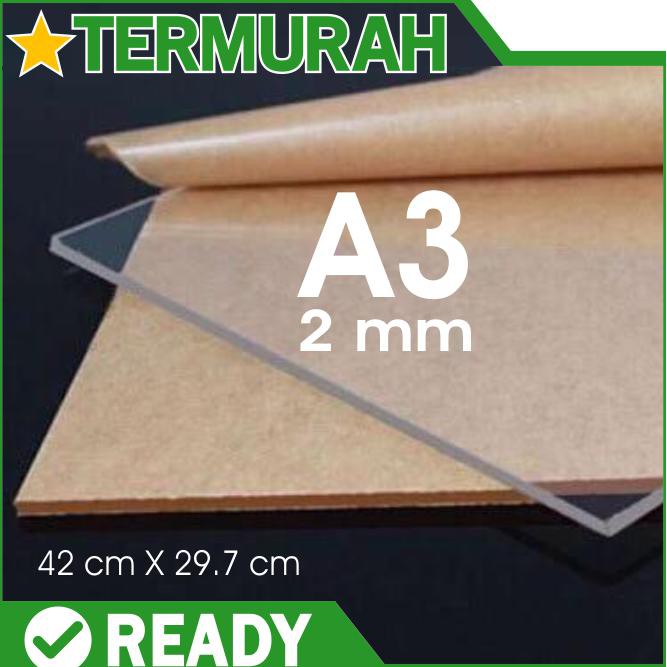 

acrylic / akrilik bening lembaran / acrylic sheet 2mm A3 (30 x 42) TERBATAS