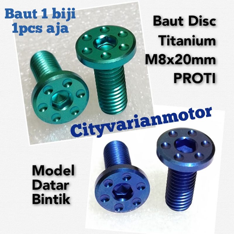 Baut Disk Disc Piringan Cakram Depan Titanium M8x20mm PROTI satuan harga 1 biji Baut Piringan Titanium Nmax Aerox PCX Vario Beat Scoppy Mio Fino Sporty Scoopy new Ninja Nmax new Satria Fu Beat new Vario 125 Vario 150 Vario 160