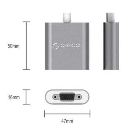 Type c to vga adapter converter orico full hd 15cm cable aluminum rcv - konverter Usb-c to vga 1080p