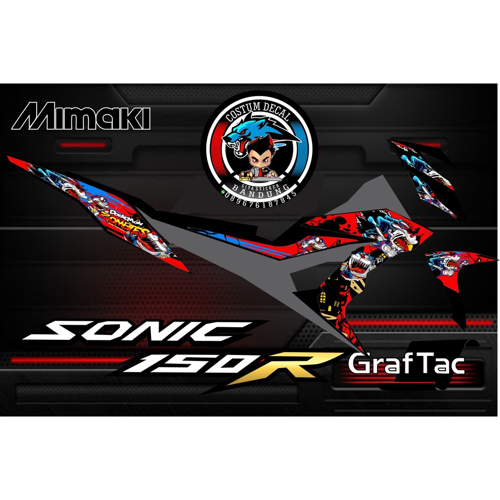 STRIPING SONIC 150 R DORAEMON MERAH