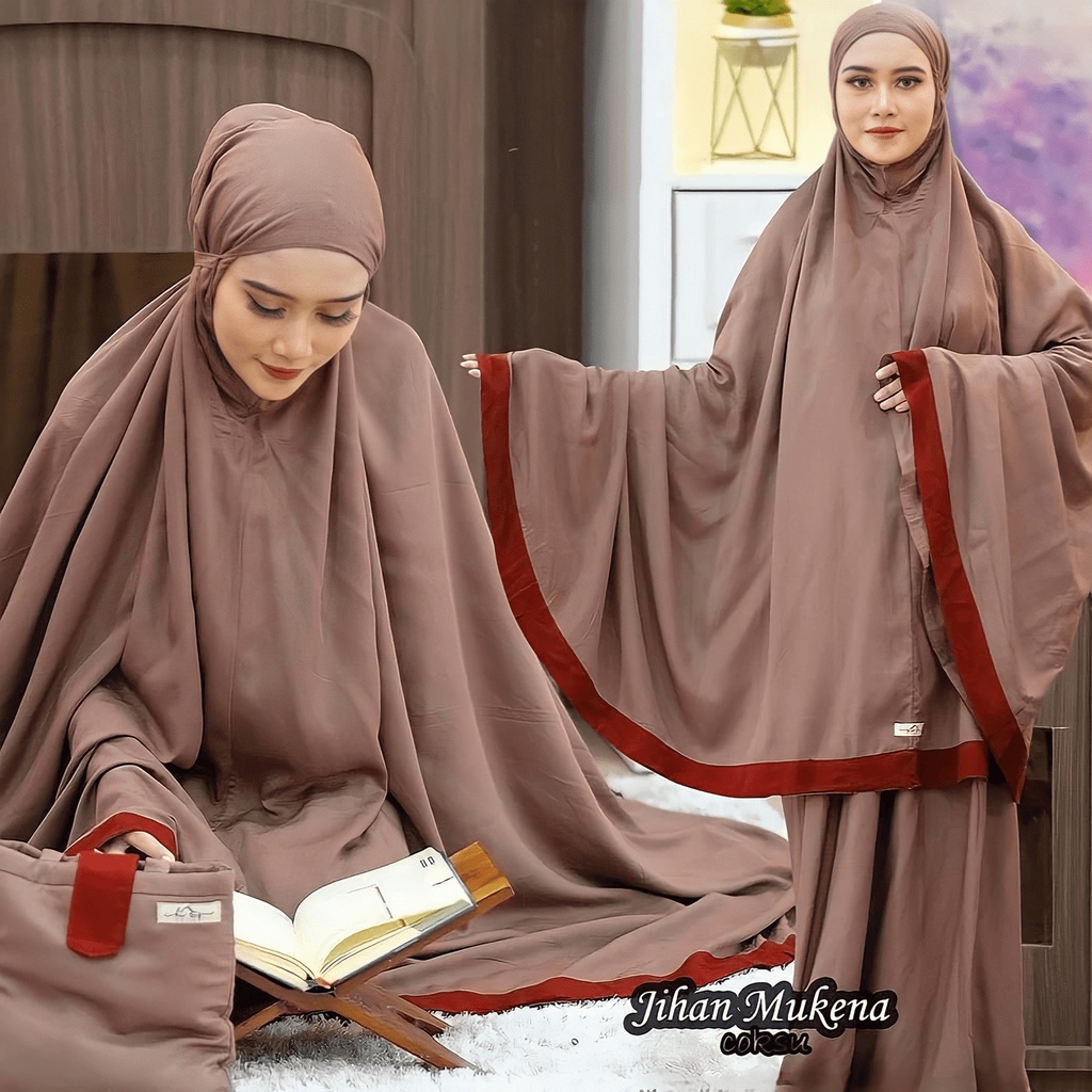 Mukena Dewasa Muslim Wanita Jumbo 2 in1Super Cantik  Bahan Katun Rayon Premium Polos Terbaru Cocok Unt