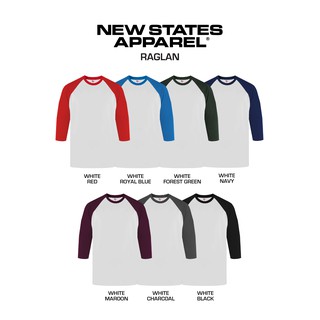 New States Apparel Premium Cotton Raglan 3 4 7260 S XXL New States Apparel Premium Cotton Raglan 3 4 7260 S XXL