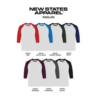 New States Apparel Premium Cotton Raglan 3 4 7260 S XXL 