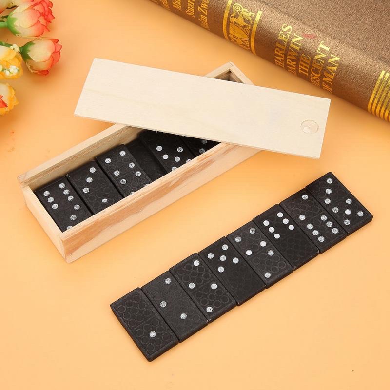 Mainan Domino Gaple Kayu Board Game 28 PCS - D28 - Black