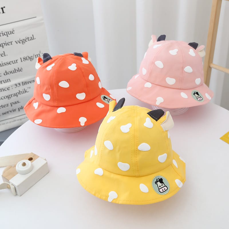 TOPI ANAK BUCKET FACESHIELD PELINDUNG WAJAH ANTI VIRUS PEREMPUAN LAKI LAKI MOTIF SAPI BTD-2
