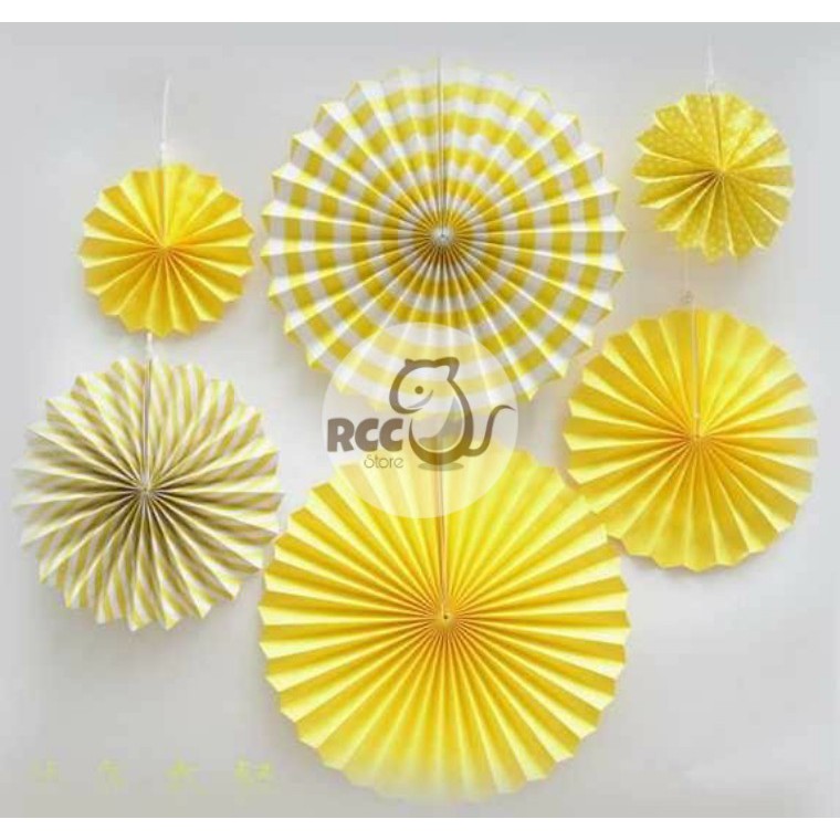 

Paperfan / Paper Fan Flower Kuning / Kertas Bunga Yellow Set 6 in 1