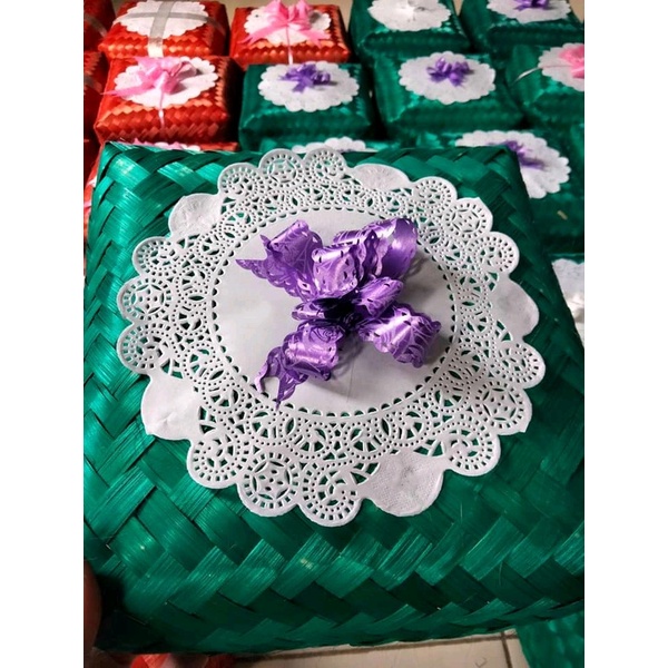 [ HALODUL ] BESEK BAMBU WARNA | KOTAK HAMPERS | BESEK HAMPERS CATERING UKURAN 20 X 20 CM  BW 2