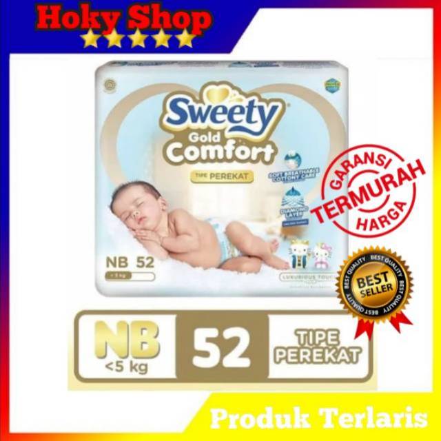 SWEETY Gold comfort PAMPERS perekat baby size NB (new born) isi 52pcs