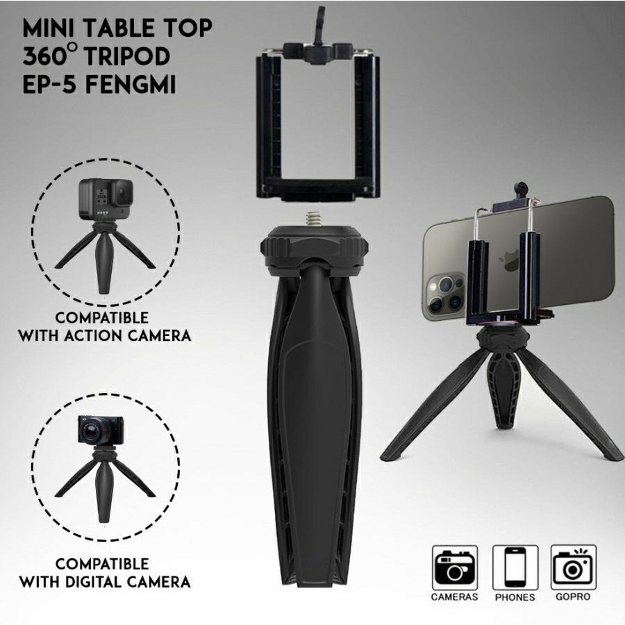 Tripod Mini Meja EP5 Plus Holder Handphone Tripod Kamera Mini Table Top Tripod Lazy Tripod Universal