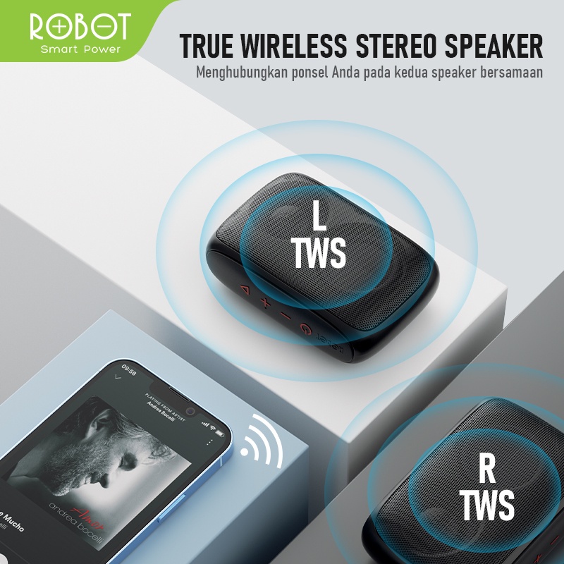 ROBOT Speaker Bluetooth 5.0 Mini Portable Support Micro SD &amp; USB RB110 - Garansi Resmi 1 Tahun