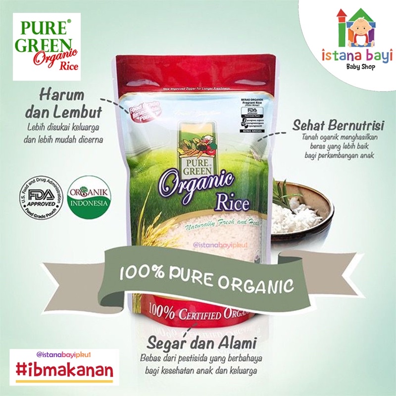 Pure Green Beras Organik 1kg - Makanan bayi/beras Organic