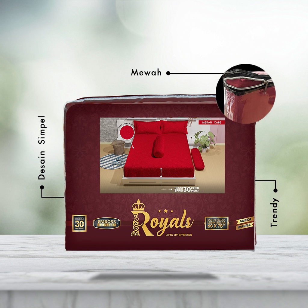 Royals Sprei Jacquard Emboss Uk 160/180 - Maroon