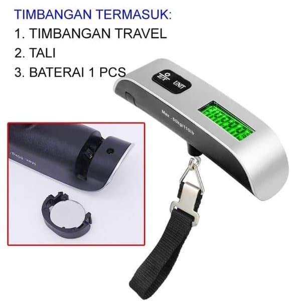 Timbangan Digital Silver Luggage Scale Travel Timbangan Koper Gantung