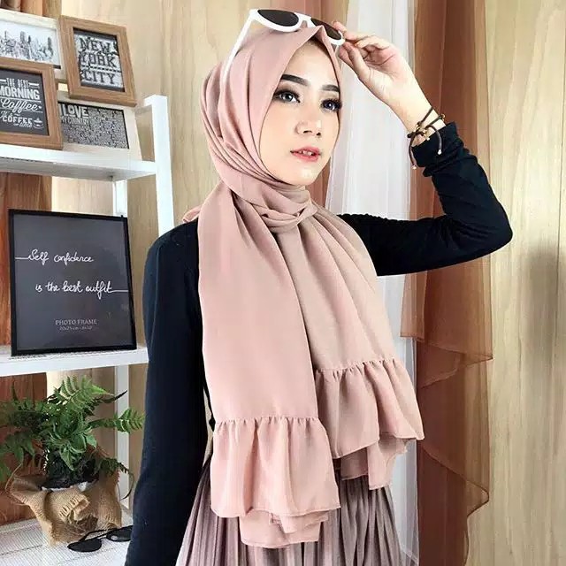 Hijab Pasmina Lyra Ruffle Rempel diamond Pashmina Shabyan Jumbo