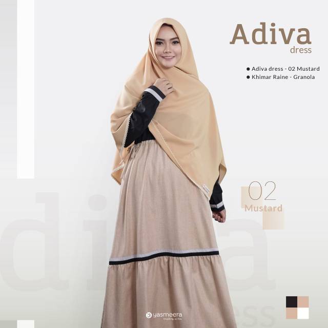 Gamis Adiva Dress Yasmeera Warna Mustard Busui Syari Cantik Adem Casual Manis Nyaman