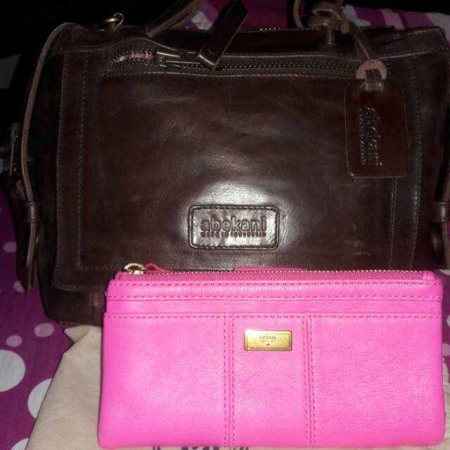 Sold Bundling Bellanade Abekani darkbrown dan dompet Ella Fossil bright pink