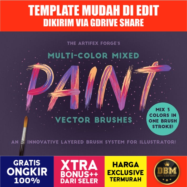 Multi Color Mixed Paint Brushes