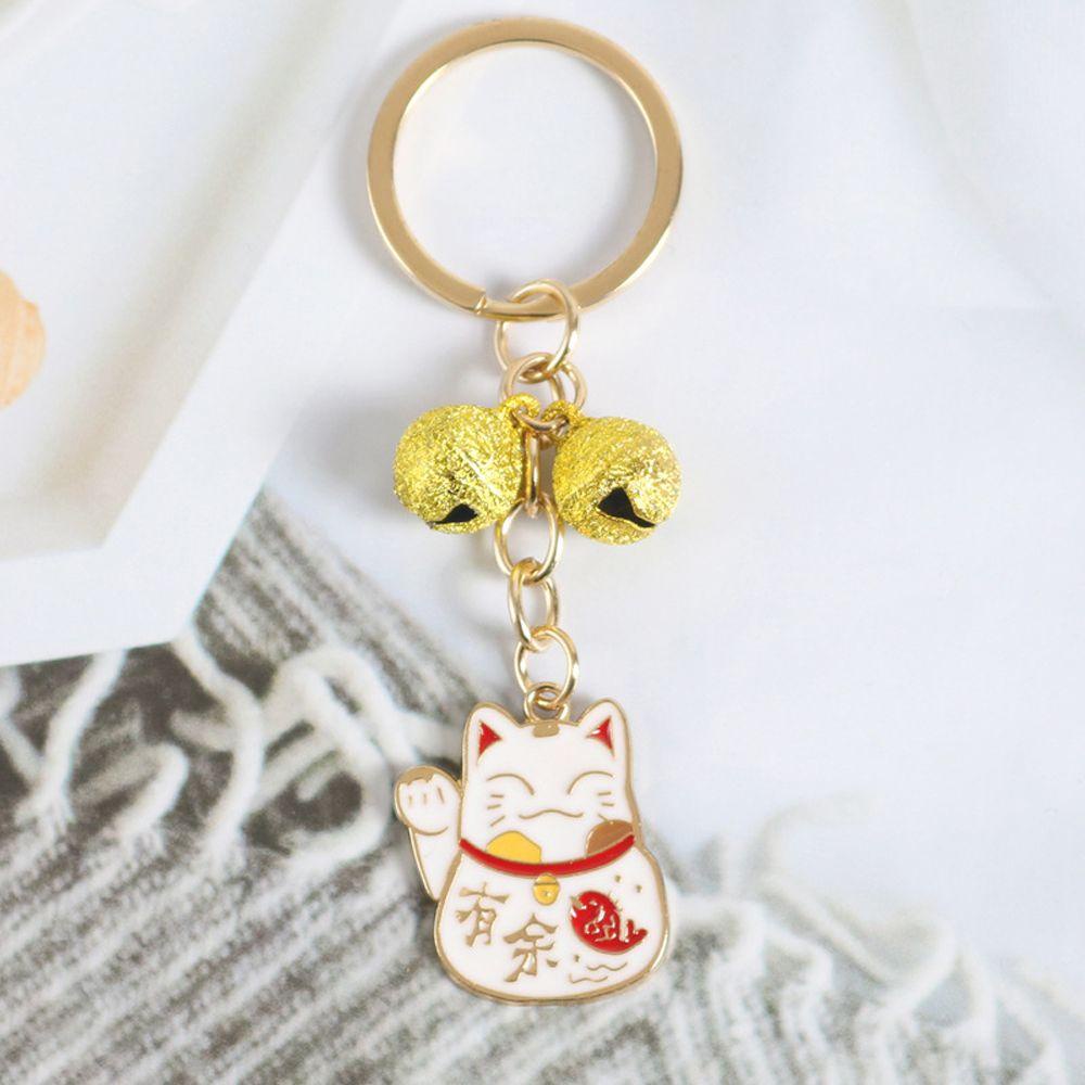 Agustinina Gantungan Kunci Lucky Cat Trendy Elegan Charm Kartun Kunci Pintu Untuk Wanita Pria Liontin Kunci Mobil