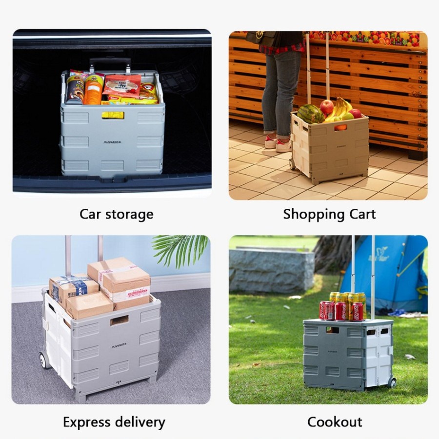 MAIWEI Folding Storage Trolley Box Keranjang Belanja Lipat