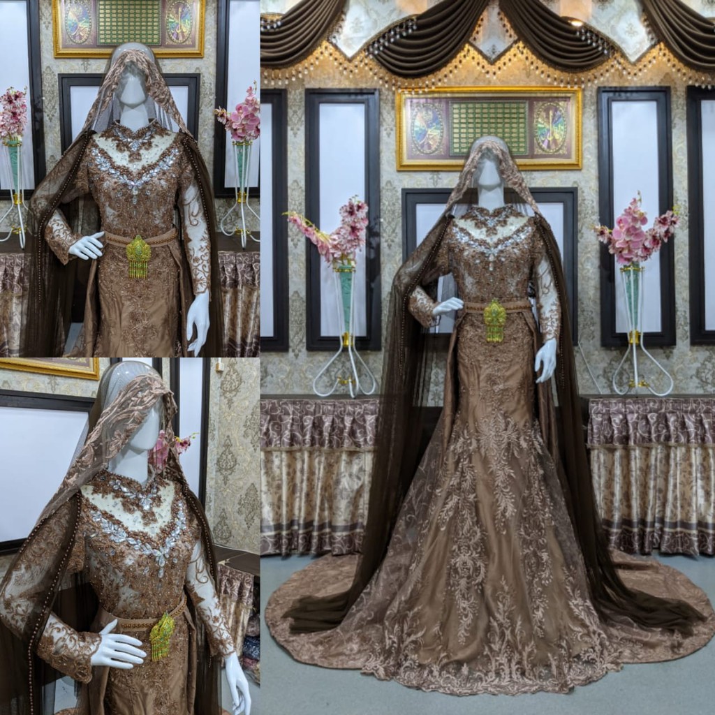 gaun pengantin slim duyung | dress pengantin modern | kebaya akad nikah | gown pengantin muslimah