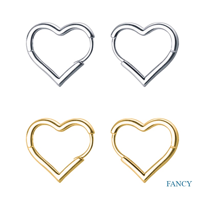 Anting Stud 925 Sterling Silver Bentuk Hati Geometris Gaya Klasik Untuk Wanita