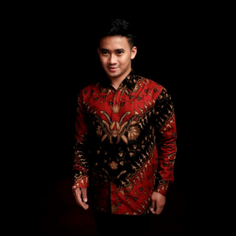 Agrapana Baju Batik Pria Lengan Panjang Batik Premium Modern Rajata size M L XL XXL-Keris merah