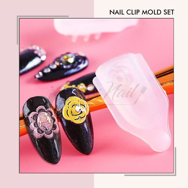 Nail clip mold set 3pcs mold silicone nail art clips nail art cetakan